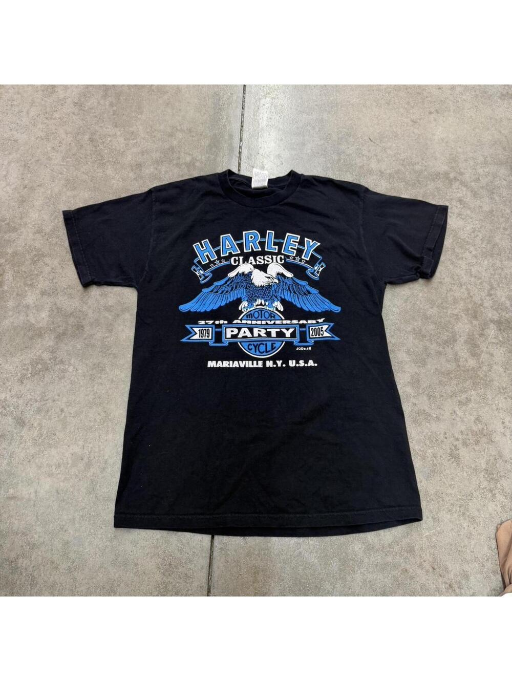vintage harley classic motorcycle party faded black shirt size medium
